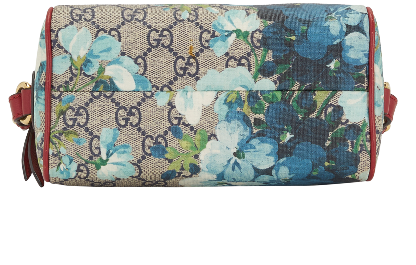 Blooms Mini Boston, &pound;595, Handbags, Blue/Red, Canvas/Leather, Top view